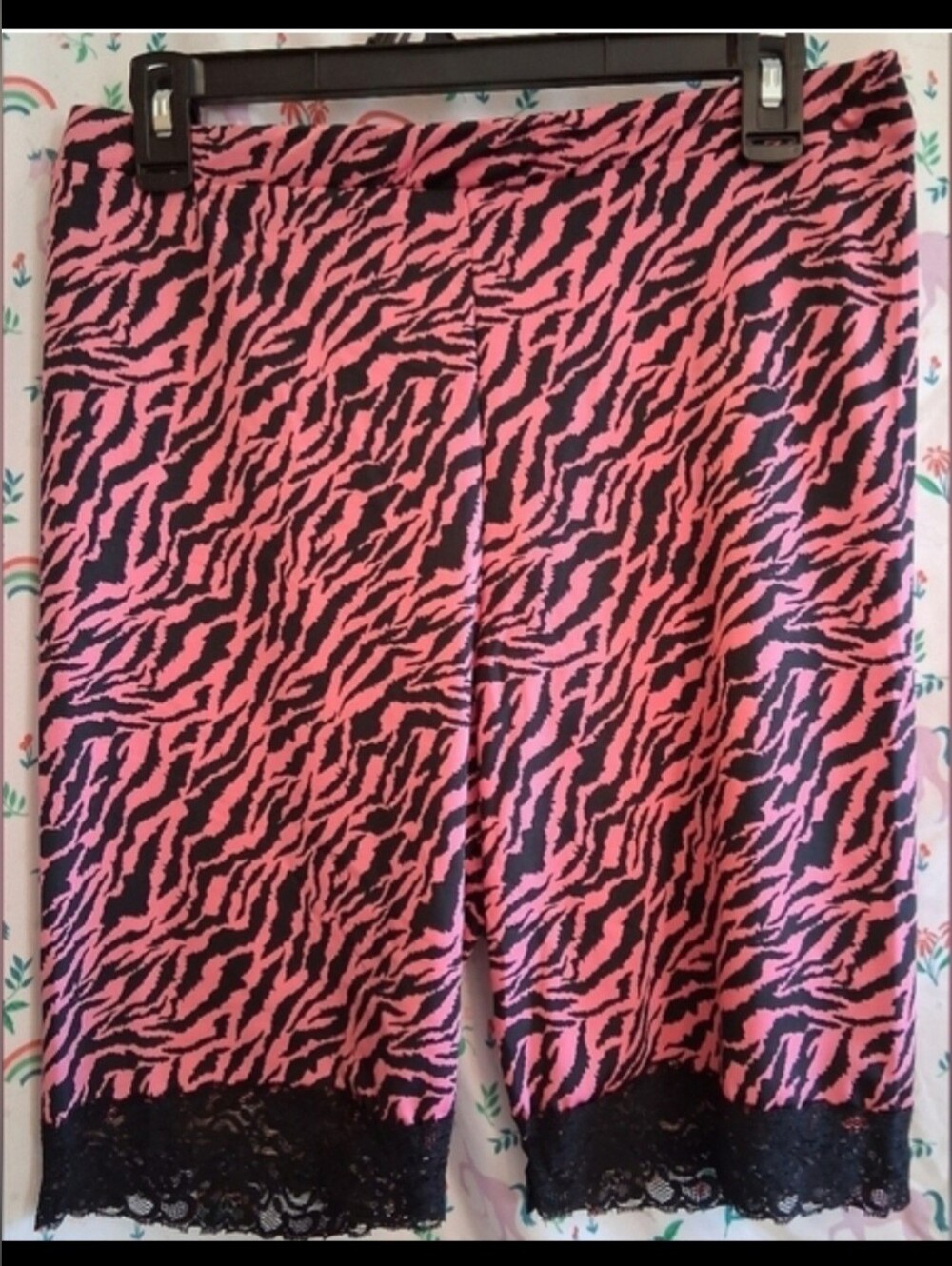 NWOT Sourpuss Be Bop Sailor Pink Zebra Goth Emo Stretch Casual Lace Shorts SZ L